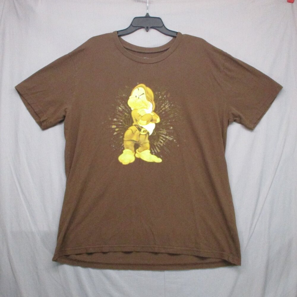 Disney Grumpy Character Graphic Print T-Shirt Brown Men Size | XL